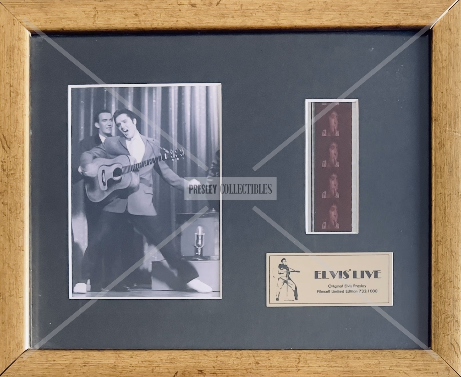 Elvis Live Film Cell framed display featuring original film cell and plaque.