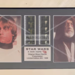 Star Wars Film Cells — original 35mm film cell display with colour images, plaque, COA, framed, very good condition, 14” x 8.5”.