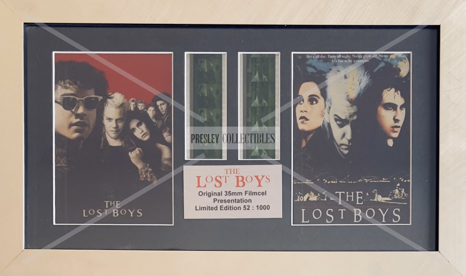 Framed The Lost Boys Film Cells limited edition display 52/1000, original 35mm film cells with certificate of authenticity, worldwide shipping available.