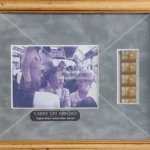Framed Carry On Abroad Film Cells display, limited edition #60/100, gold frame with black plaque, provenance documentation included, worldwide shipping available from Presley Collectibles.