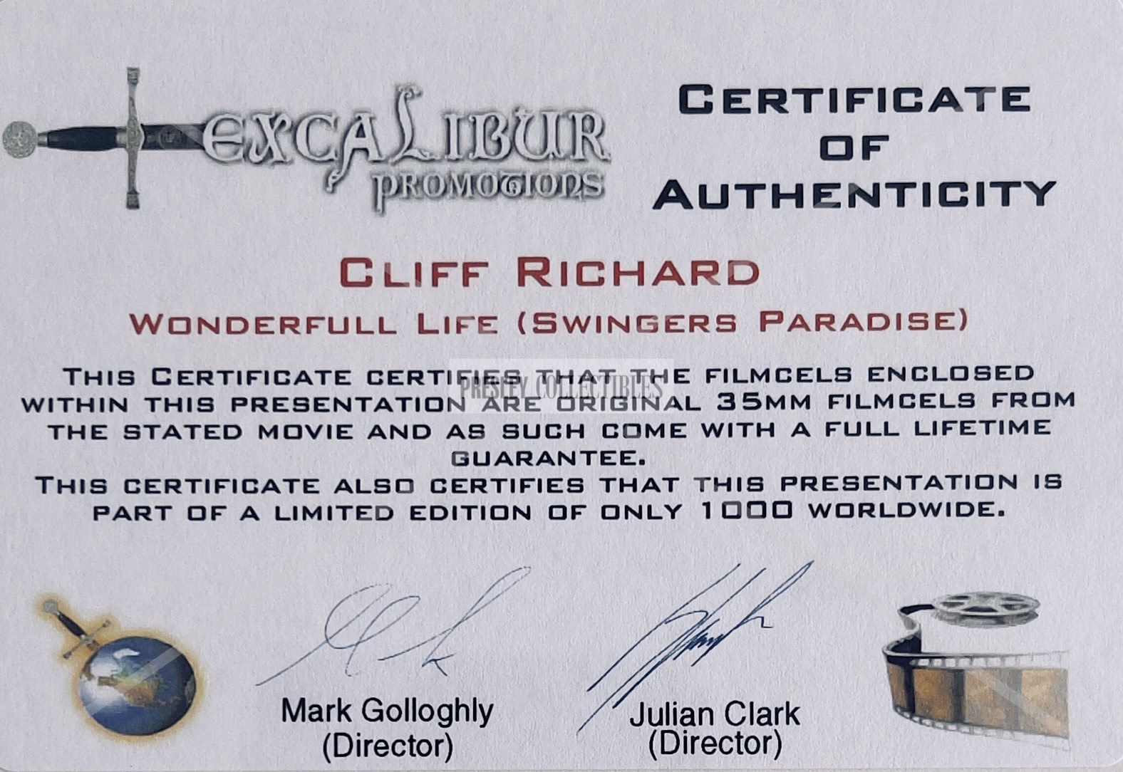 Cliff Richard Film Cells
