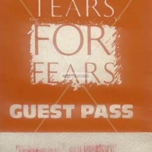 Orange cloth Tears For Fears Guest Pass stamped Royal Albert from the 2017 Royal Albert Hall concert, music memorabilia with provenance and worldwide shipping.