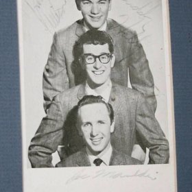 Buddy Holly Hand Signed Promo Postcard and Owned and Worn Handkerchief