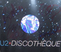 Discotheque CD signed fully hand signed by U2