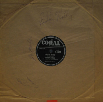 Buddy Holly Hand Signed Listen To Me 10 Inch Single