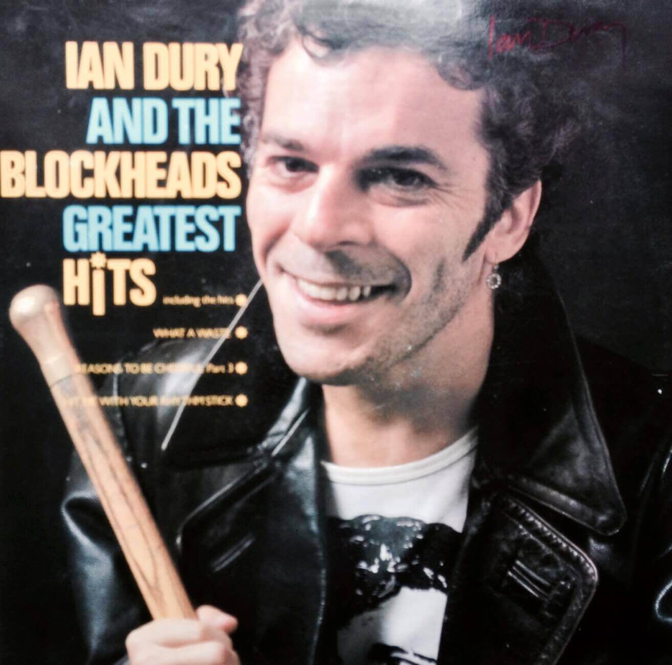 Ian Dury Hand Signed Ian Dury And The Blockheads Greatest Hits Lp
