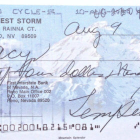 Tempest Storm Hand Signed Cheque (1989)